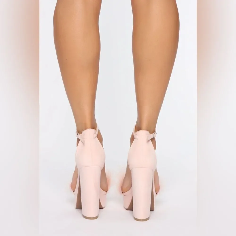 Chic & Flirty Fashion Nova 'Hey There' Feather Nude Heels